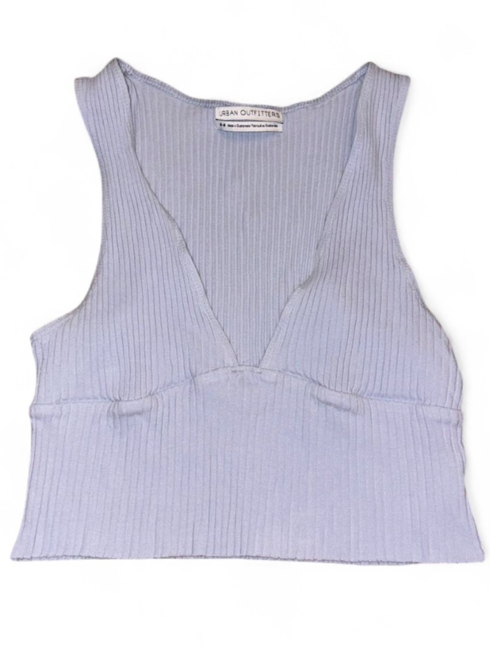 Urban Outfitters Light Blue Ribbed V-Neck Crop Tank